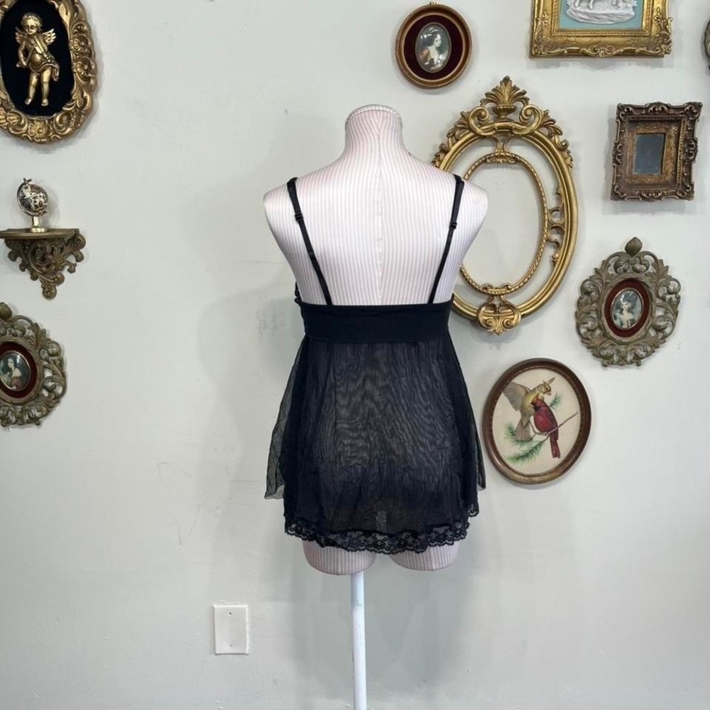 Vintage Y2K Victoria's Secret Black Embroidered Babydoll Top Coquette Lingerie - Picture 3 of 5